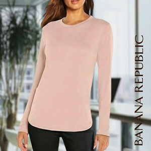Banana Republic | Womens' Long Sleeve Crewneck Top | Pink